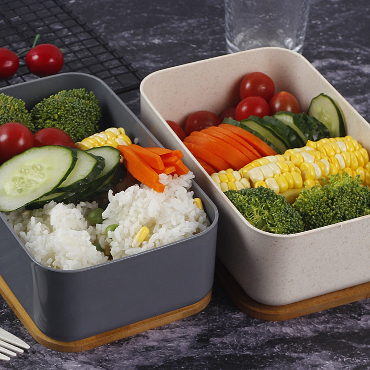 HUPSBY629 Custom Bamboo Lid Lunch Bento Box Set