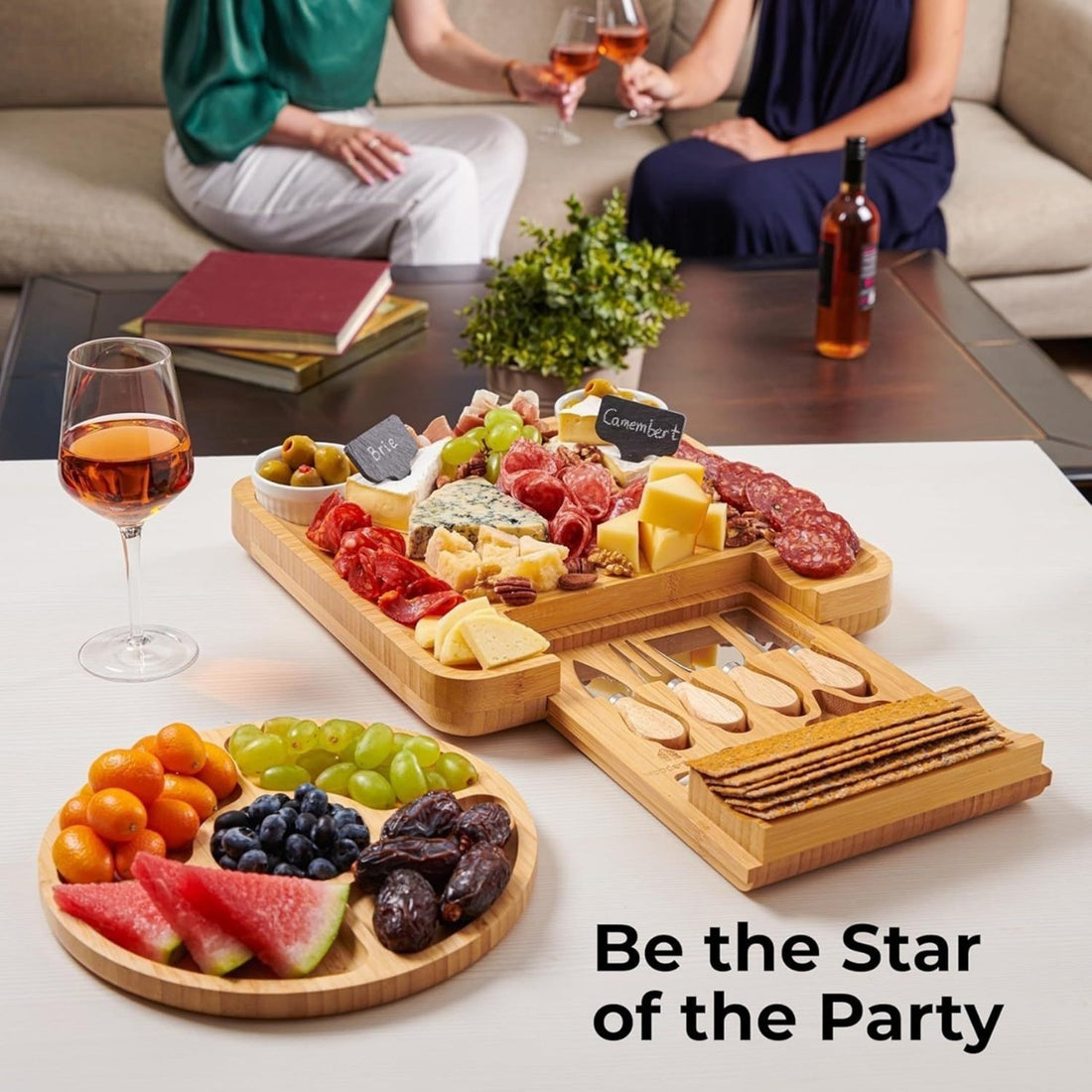 HUPSBY658 Bamboo Cheese Board Set