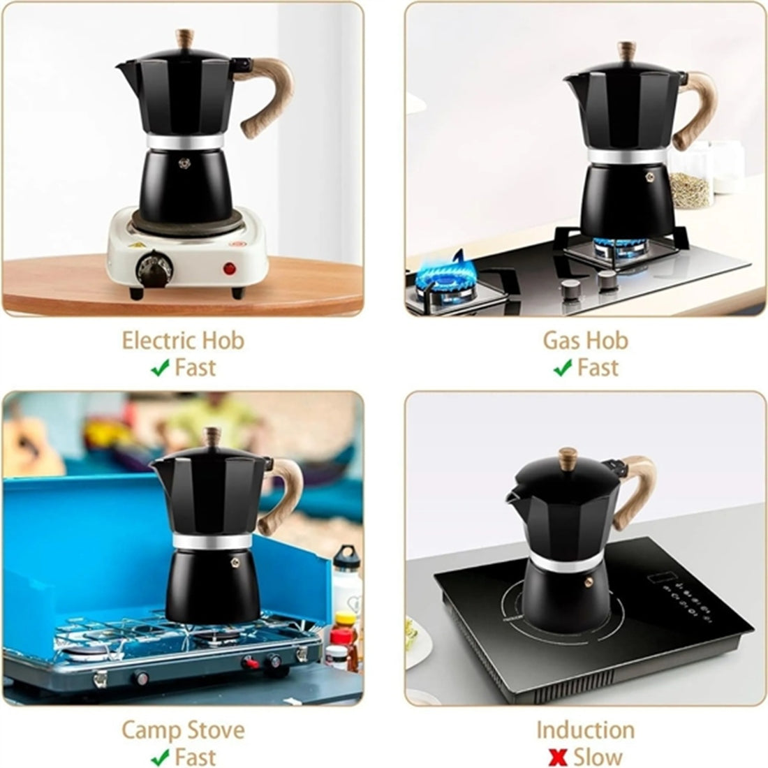 HUPSBY675 10 OZ 6 Cup Moka Pot Espresso Maker