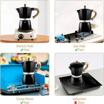 HUPSBY675 10 OZ 6 Cup Moka Pot Espresso Maker