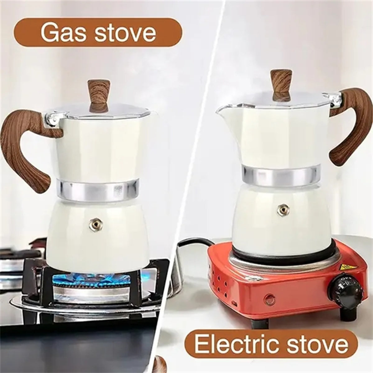 HUPSBY676 3 Cup/5 Oz Moka Pot Stovetop Espresso Coffee Maker