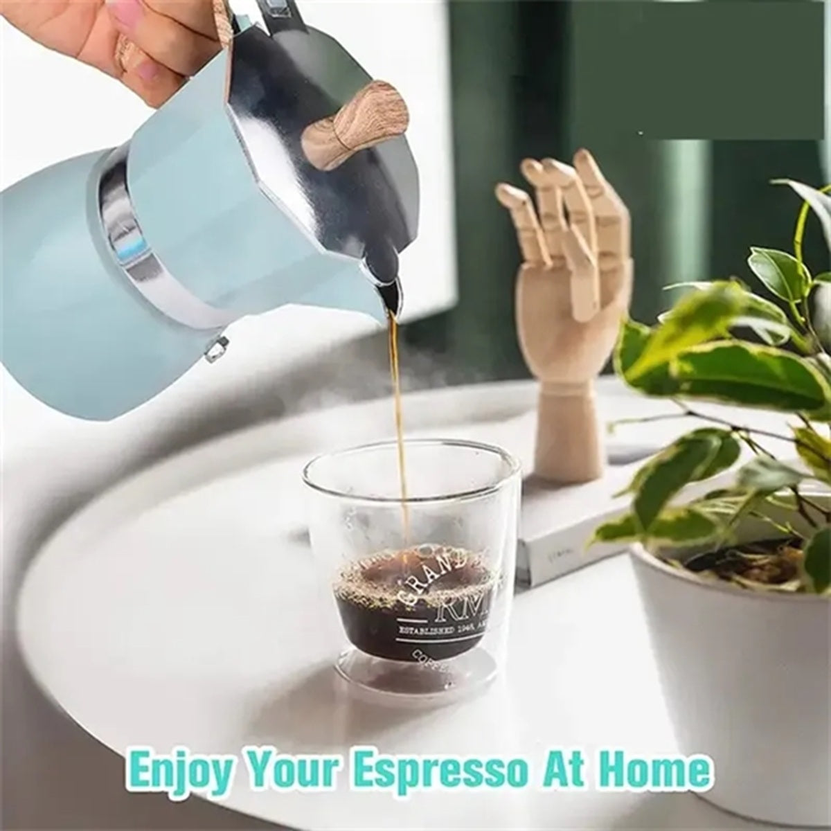 HUPSBY676 3 Cup/5 Oz Moka Pot Stovetop Espresso Coffee Maker