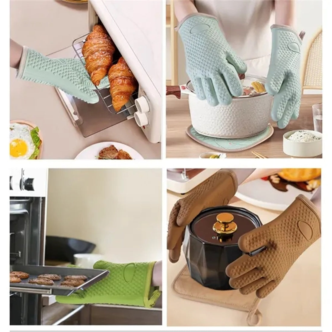 HUPSBY682 Silicone Heat Resistant Oven Mitts with Cotton Lining