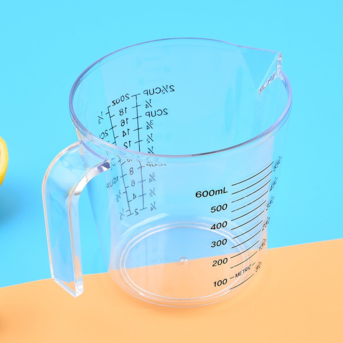 HUPSBY689 12 Oz. Clear Plastic Measuring Cup w/ Handle and Pour Spout