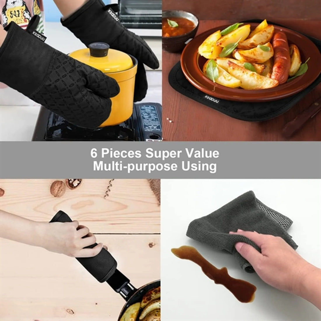 HUPSBY699 Custom Silicone Oven Baking Cooking Tool Kit With Gloves