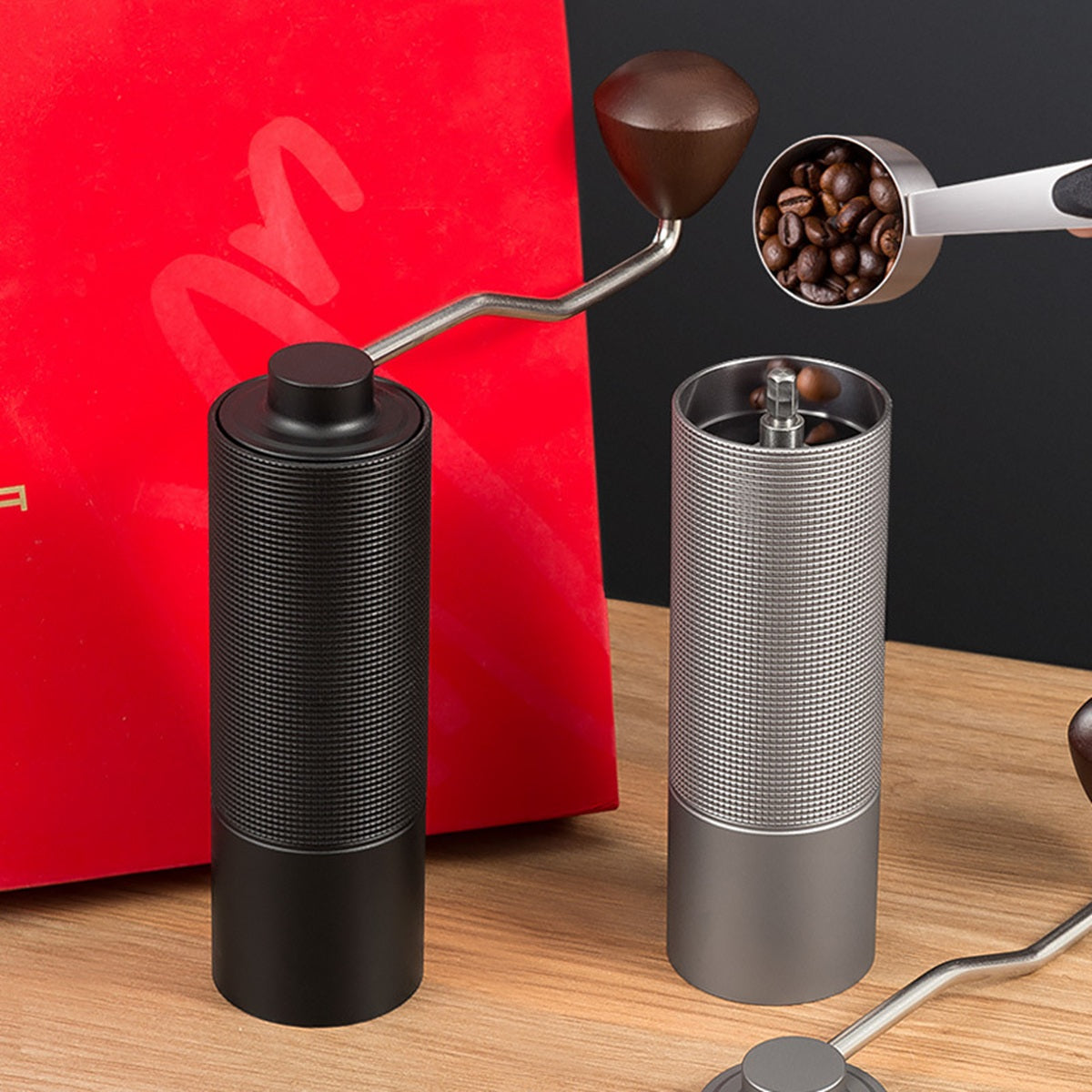 HUPSBY721 Stainless Steel Manual Burr Coffee Grinder with Crank