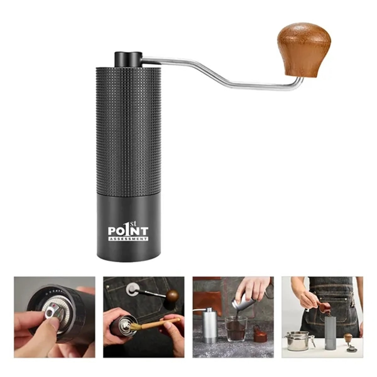 HUPSBY721 Stainless Steel Manual Burr Coffee Grinder with Crank