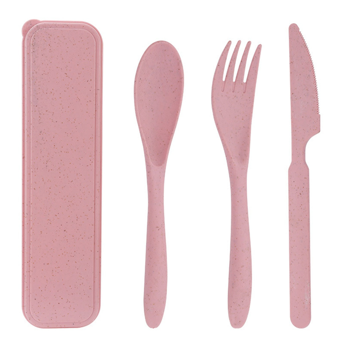 HUPSBY747 Four Sets Wheat Straw Portable Knife Fork Spoons Tableware