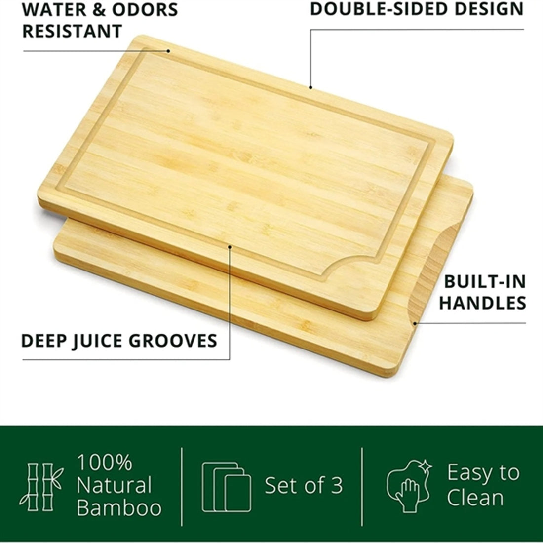 HUPSBY757 Wooden Serving Boards for Kitchen Meal Prep Bamboo