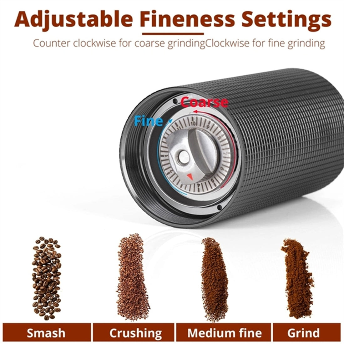 HUPSBY758 Stainless Steel Manual Burr Hand Coffee Grinder with Crank