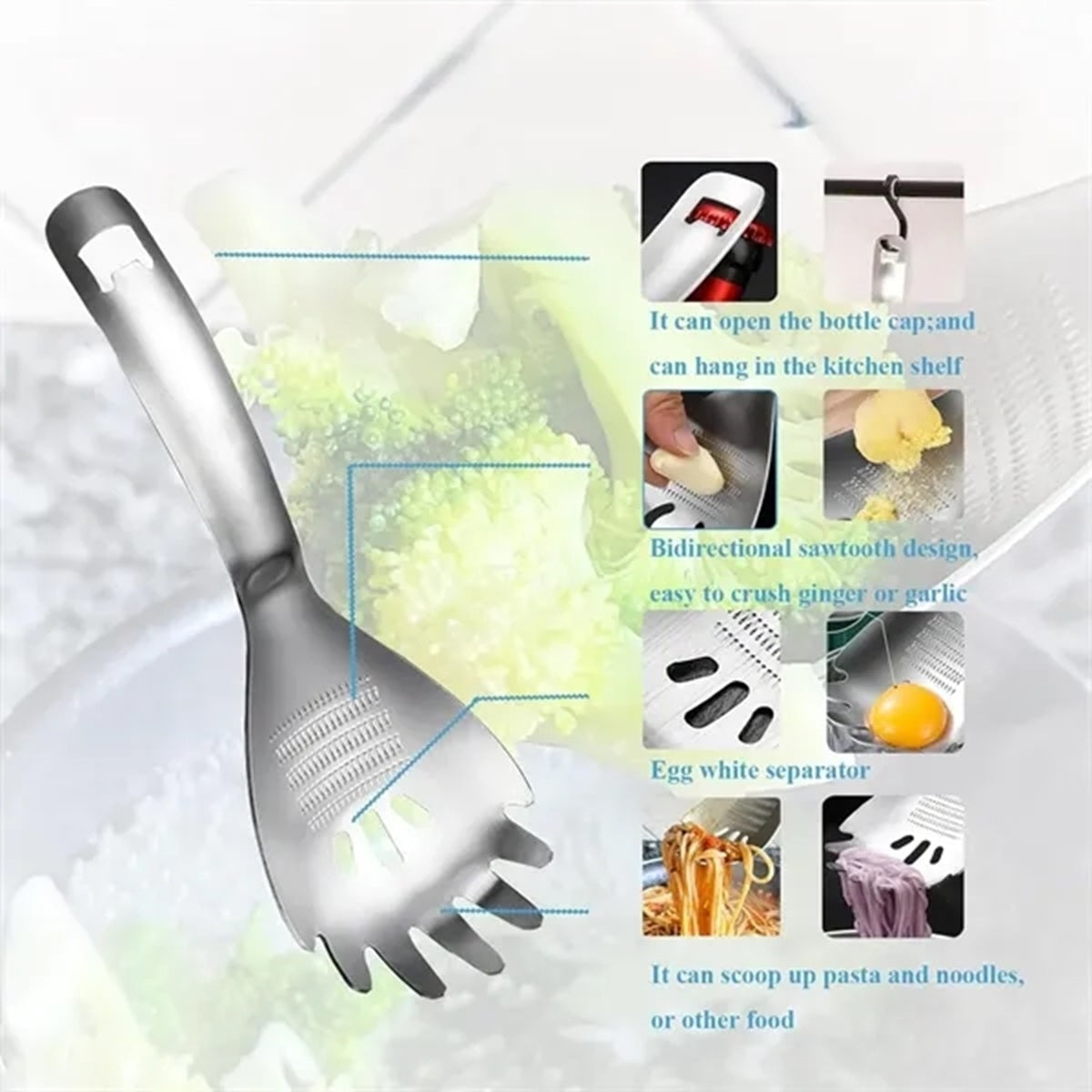 HUPSBY781 Multi-purpose Spoon and Fork Bottle Opener Potato Press Egg