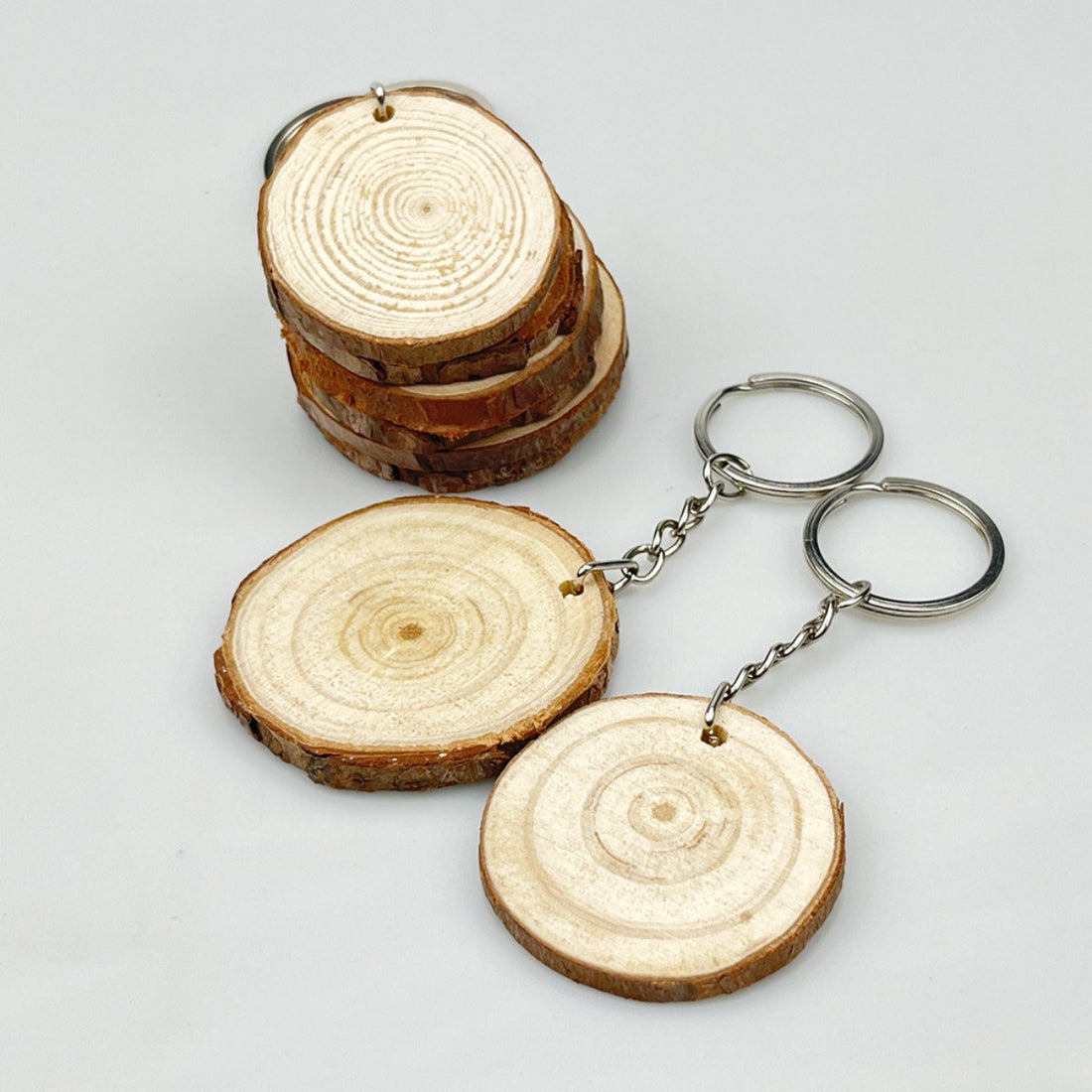 HUPSCG20 Natural Wood Log Cut Keychain