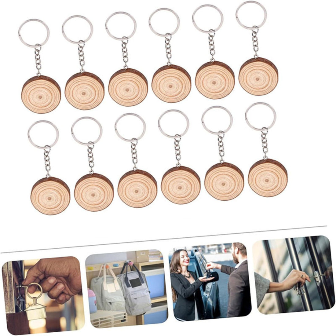 HUPSCG20 Natural Wood Log Cut Keychain