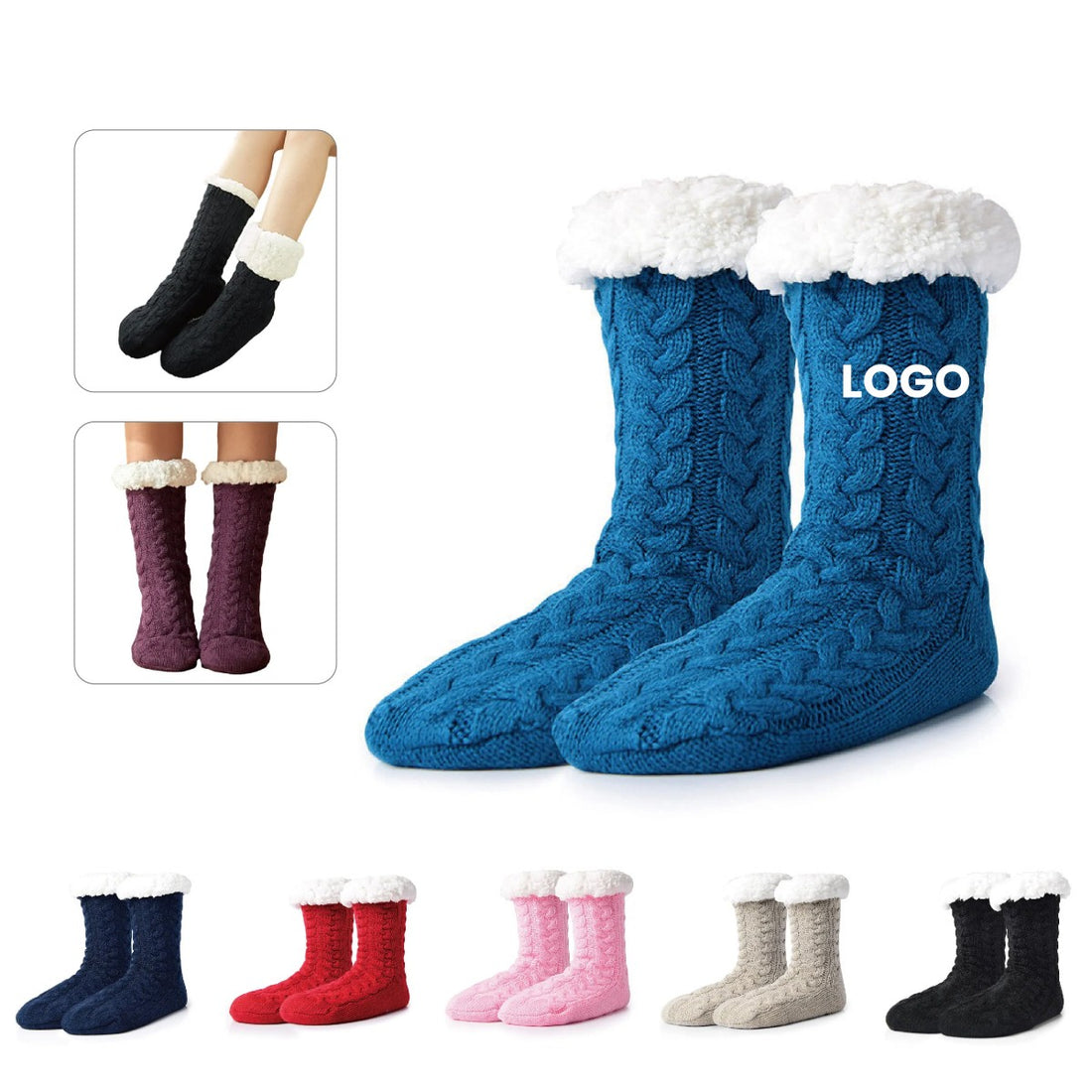 HUPSCG38 Fuzzy Slipper Socks