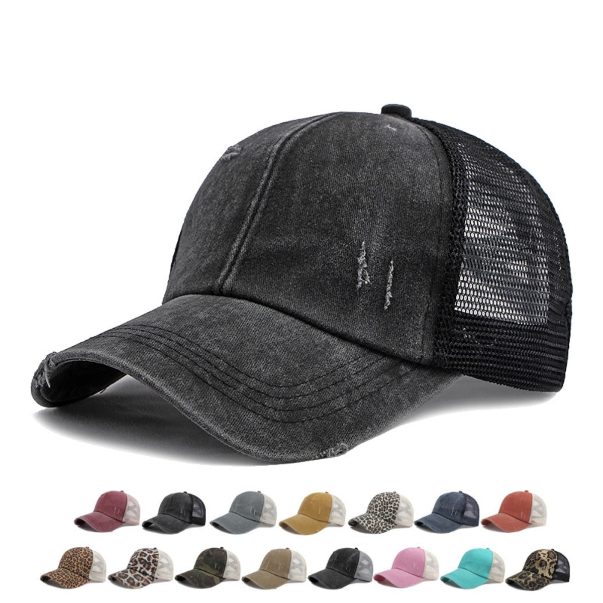 HUPSCG68 Pigment Dyed Washed Distressed Trucker Cap