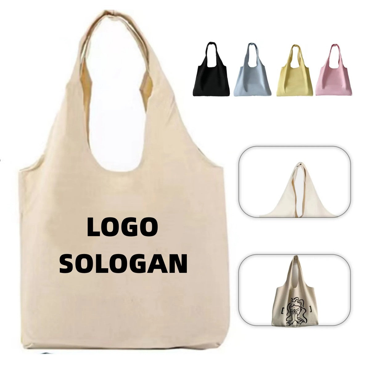 HUPSCG72 Foldable Canvas Shopping Grocery Tote Bag