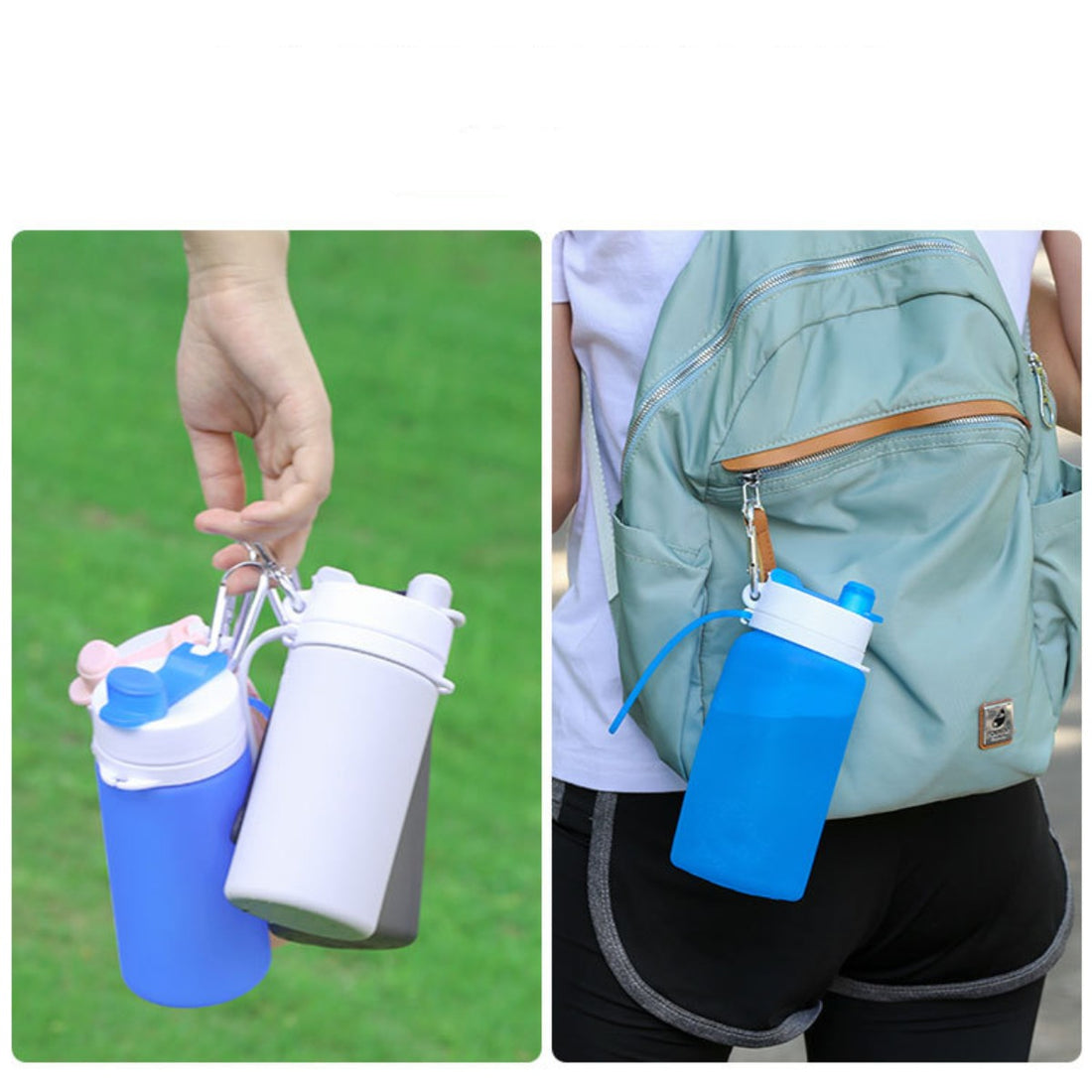 HUPSCG76 26 Oz Folding Water Bottle With Carabiner