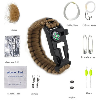 HUPSCG89 Multifunction Outdoor Survive Paracord Bracelet Camping Kit