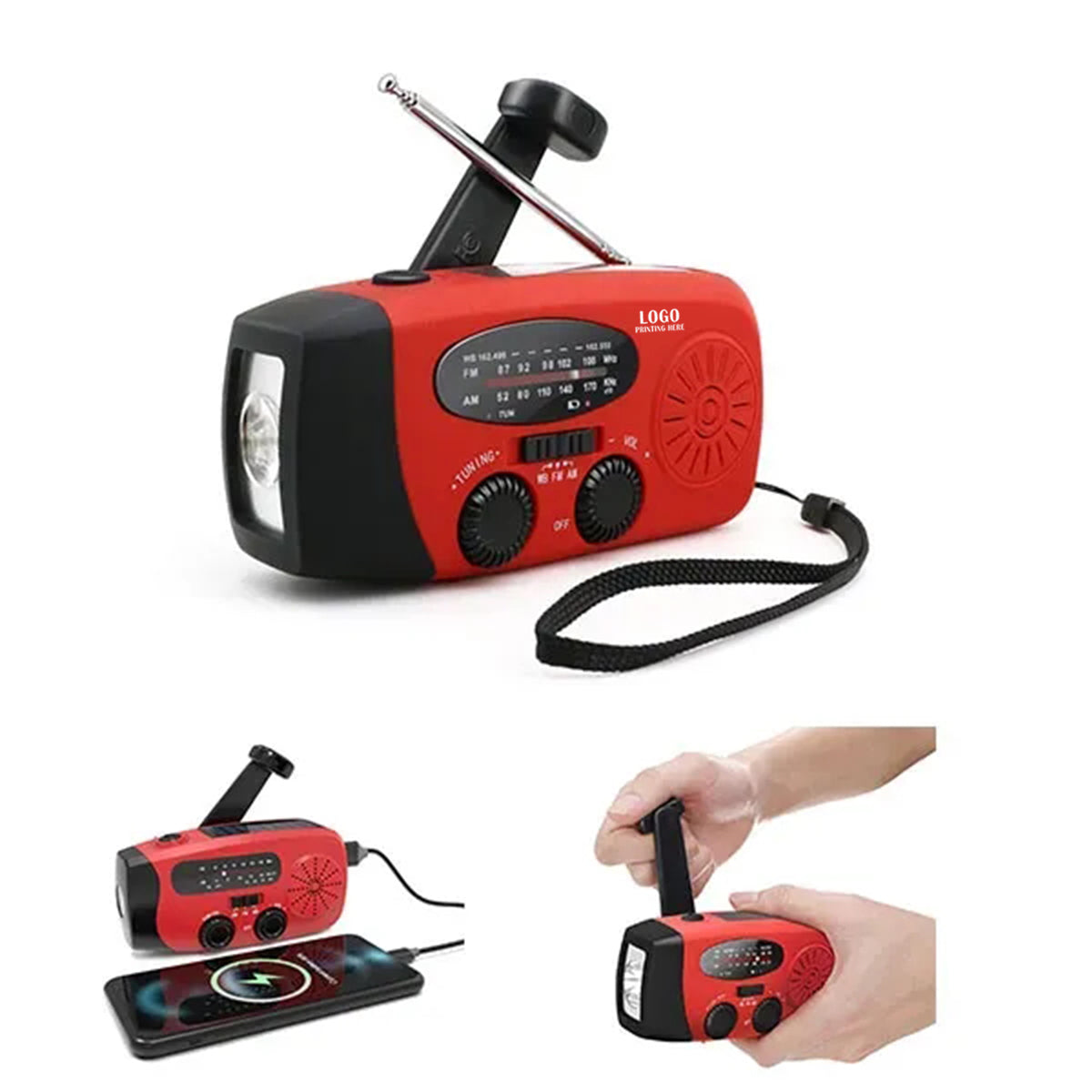HUPSRC124 Emergency Solar Hand Crank NOAA AMFM Radio LED Flashlight