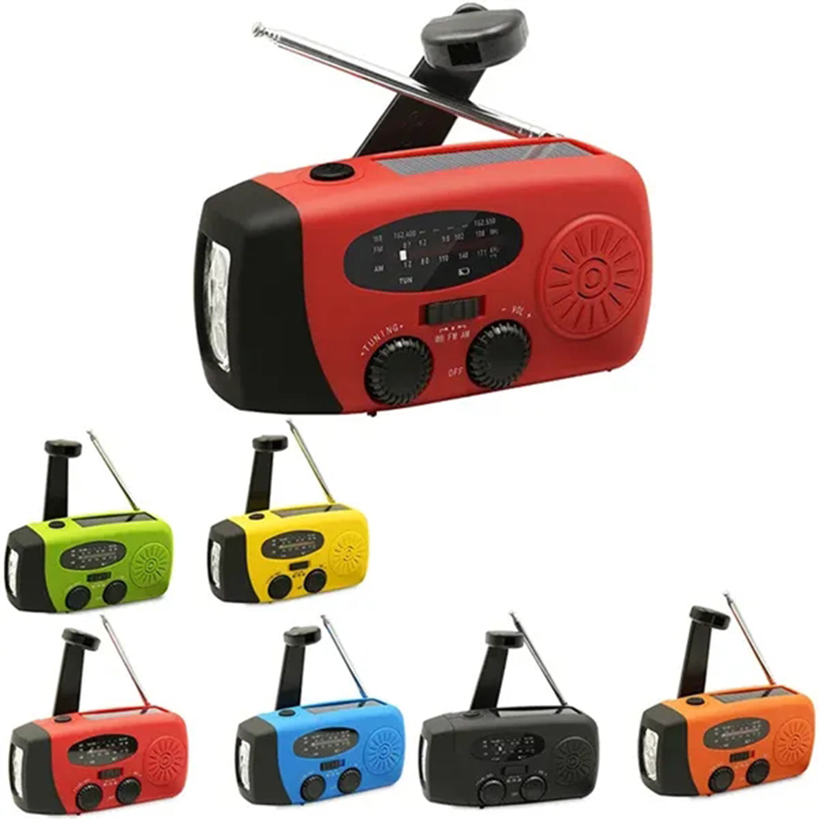HUPSRC124 Emergency Solar Hand Crank NOAA AMFM Radio LED Flashlight
