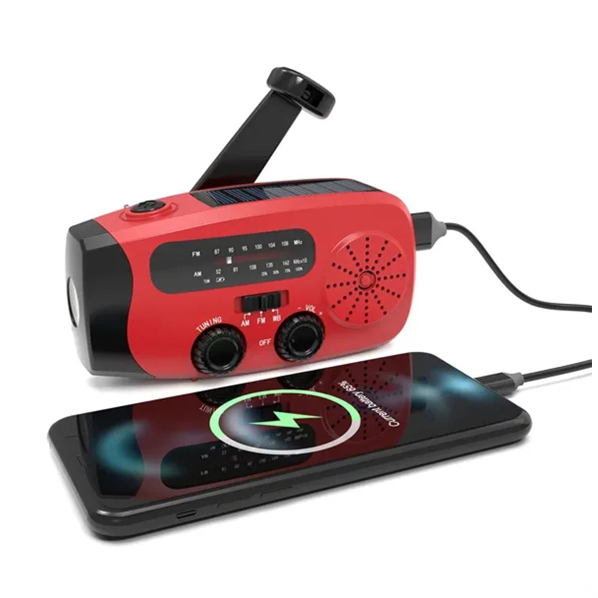 HUPSRC124 Emergency Solar Hand Crank NOAA AMFM Radio LED Flashlight
