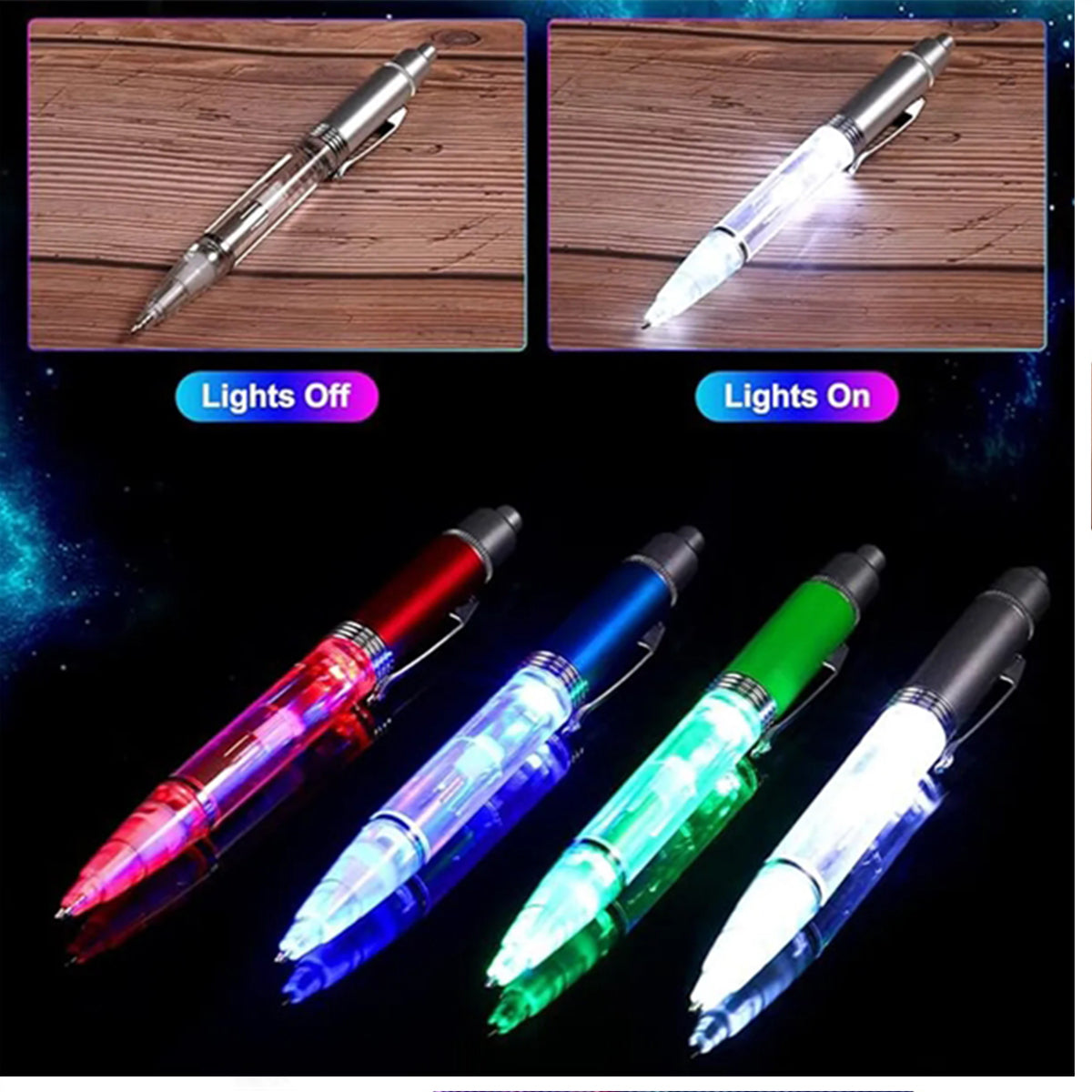 HUPSRC147 2 in 1 Lighted Tip LED Penlight Ballpoint Light Up