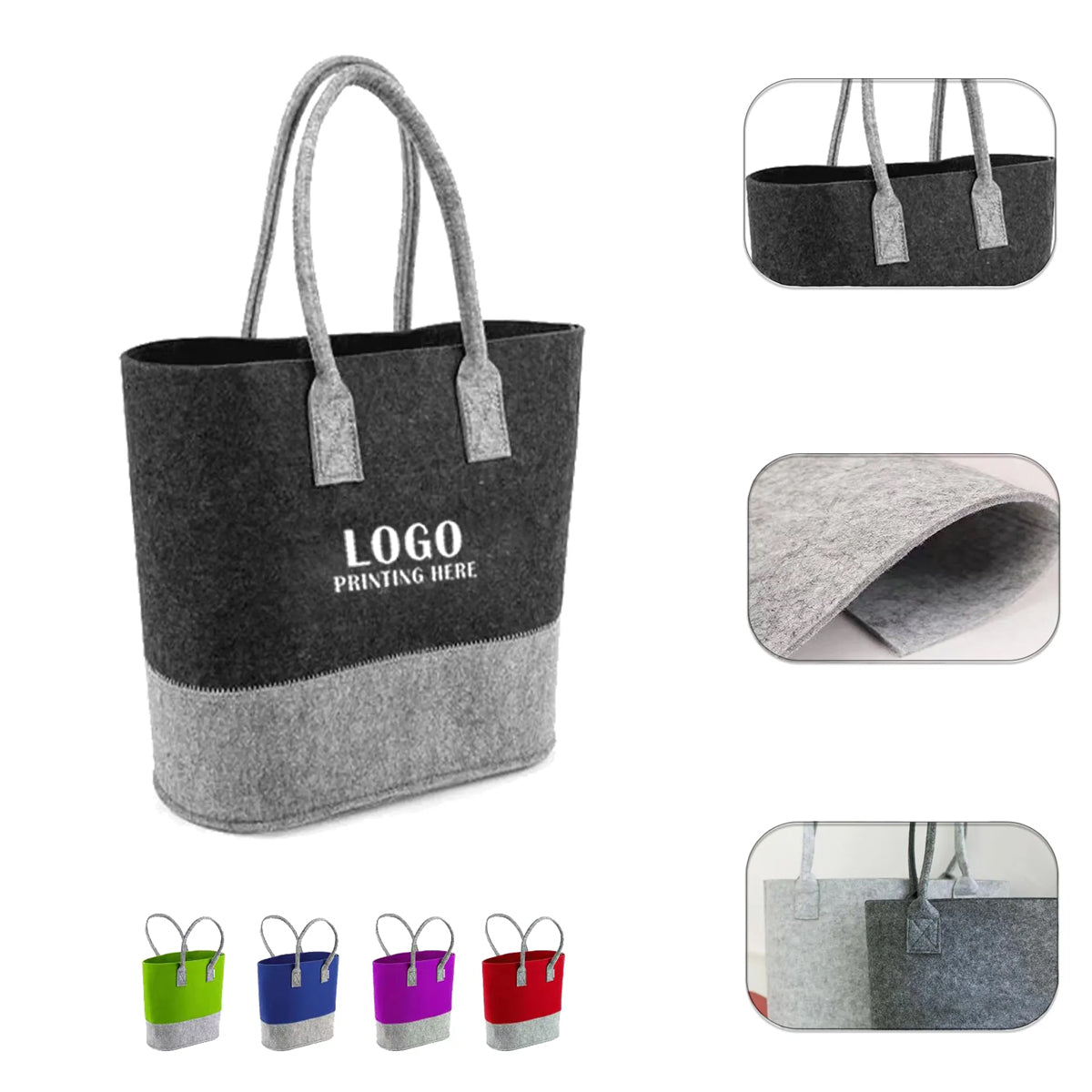 HUPSRC154 14 X13X4&quot; Felt Tote Bag