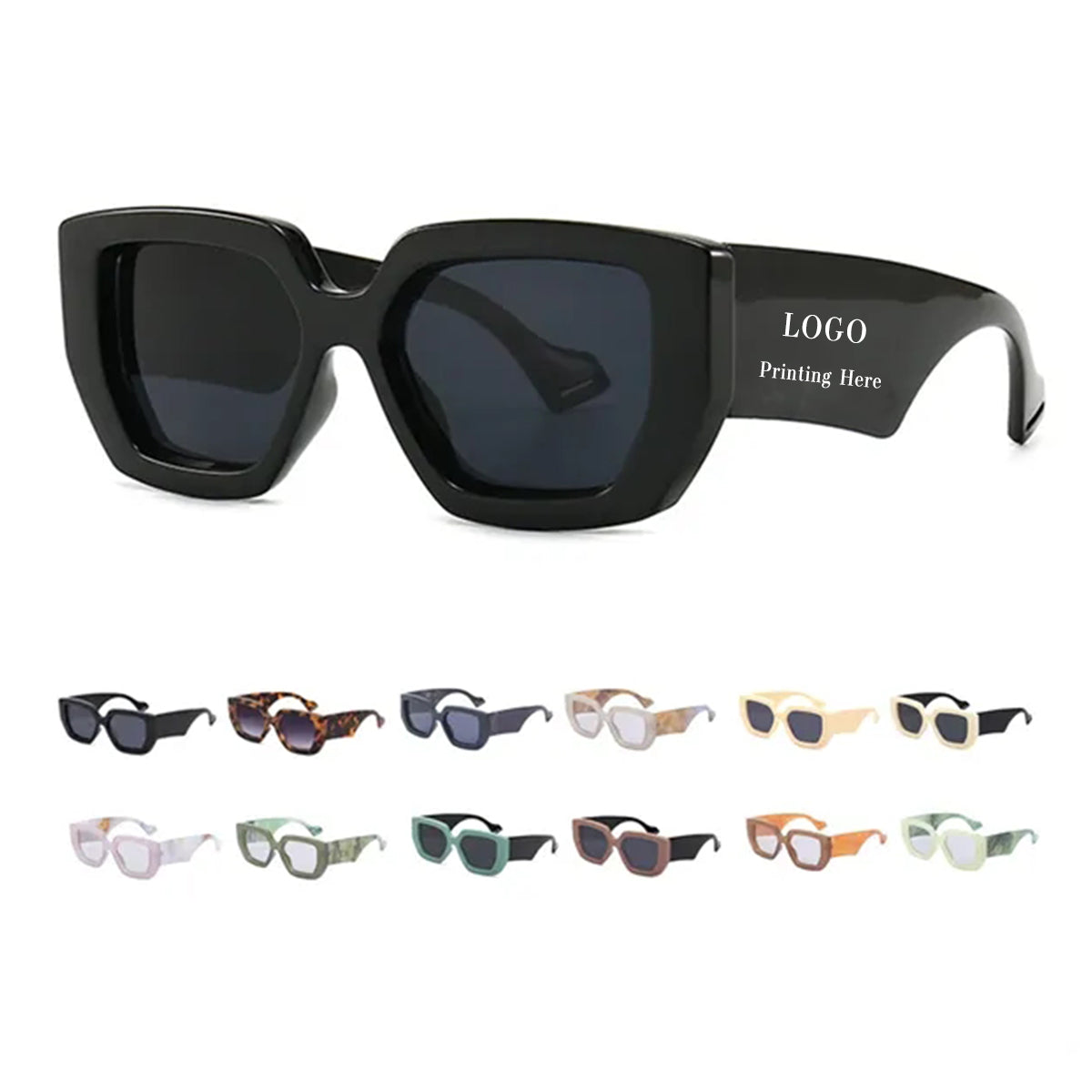 HUPSRC162 UV Protection Unisex Vintage Square Sunglasses