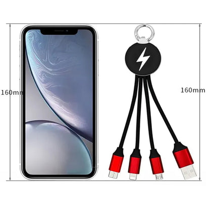 HUPSRC163 3 in 1 Premium Short Charging Cable with Round Carabiner