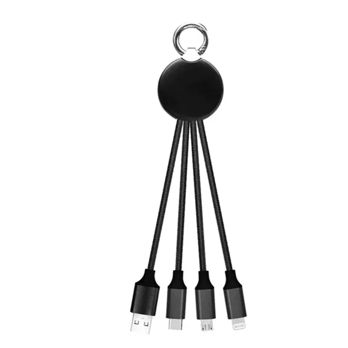 HUPSRC163 3 in 1 Premium Short Charging Cable with Round Carabiner