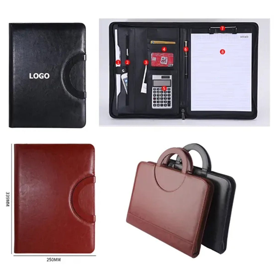 HUPSRC170 Leahter A4 Zippered Portfolio
