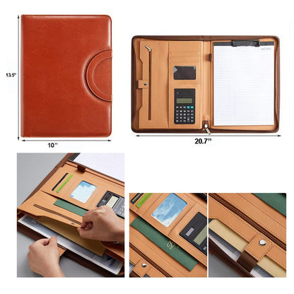 HUPSRC170 Leahter A4 Zippered Portfolio