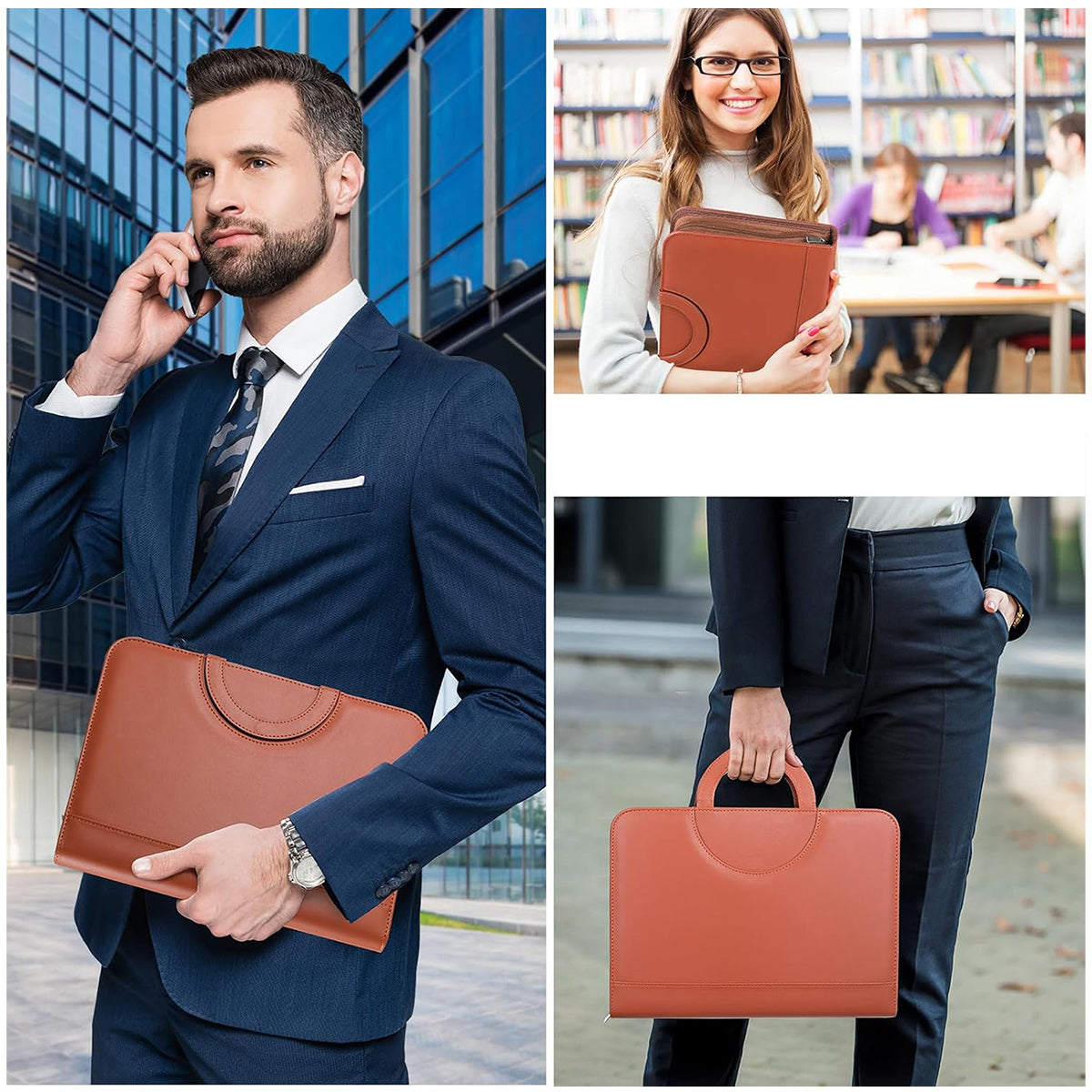 HUPSRC170 Leahter A4 Zippered Portfolio