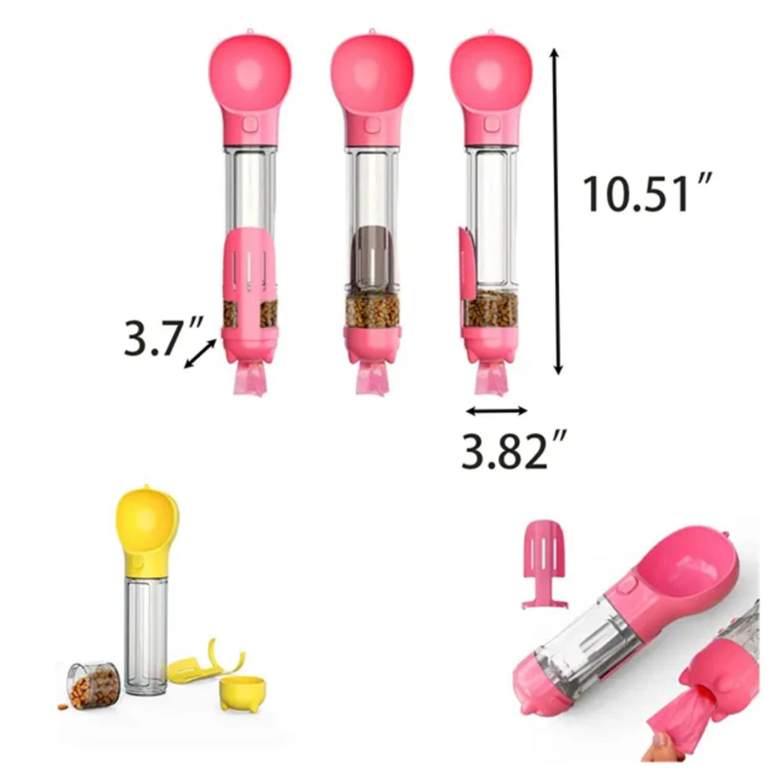 HUPSRC173 Portable 3 In 1 Pet Dog Water Bottle Poop Bag Food Dispenser