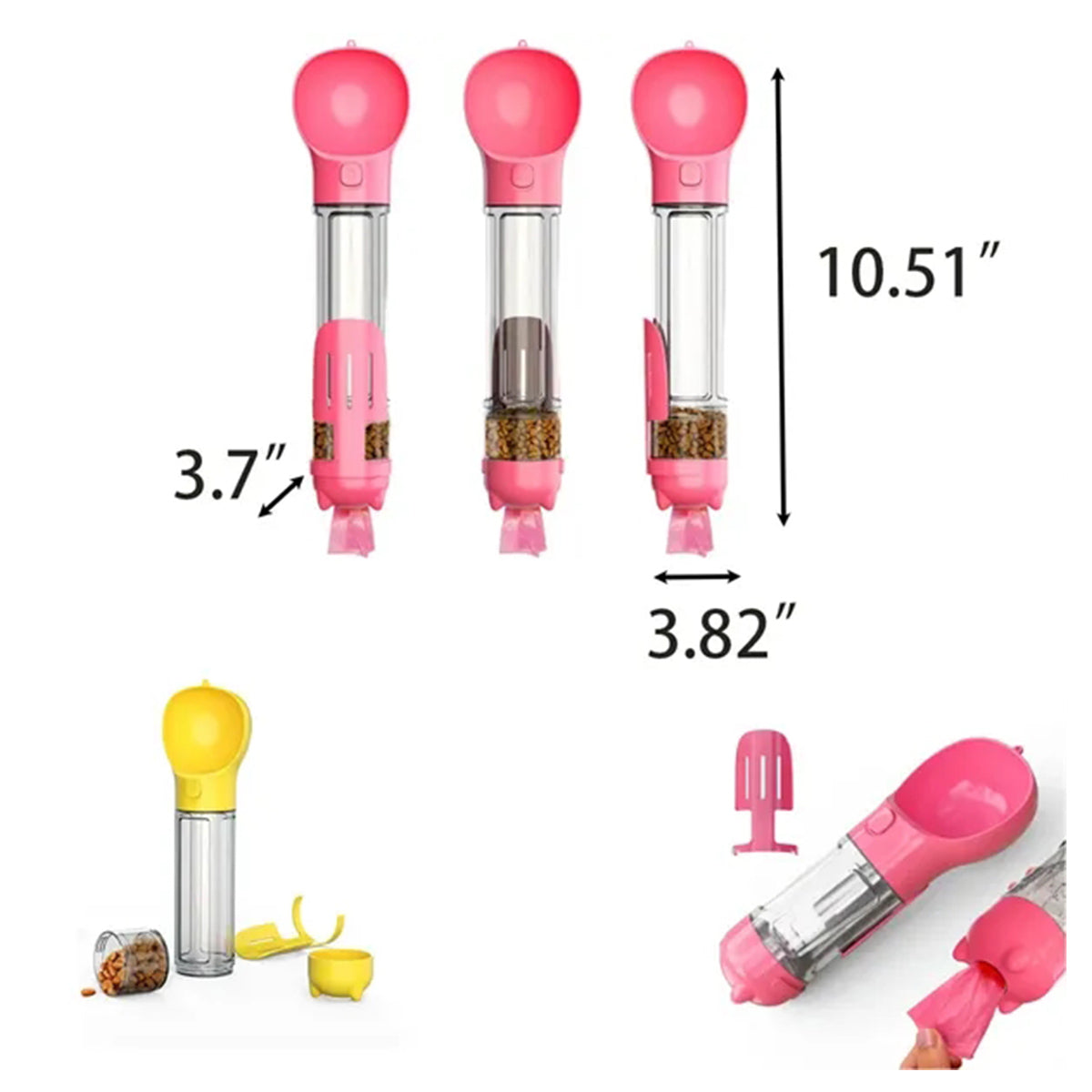 HUPSRC173 Portable 3 In 1 Pet Dog Water Bottle Poop Bag Food Dispenser