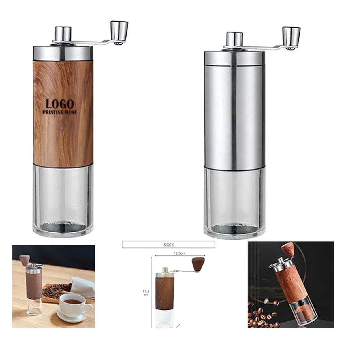 HUPSRC189 Manual Portable Adjustable Easy Clean Mill Coffee Grinders