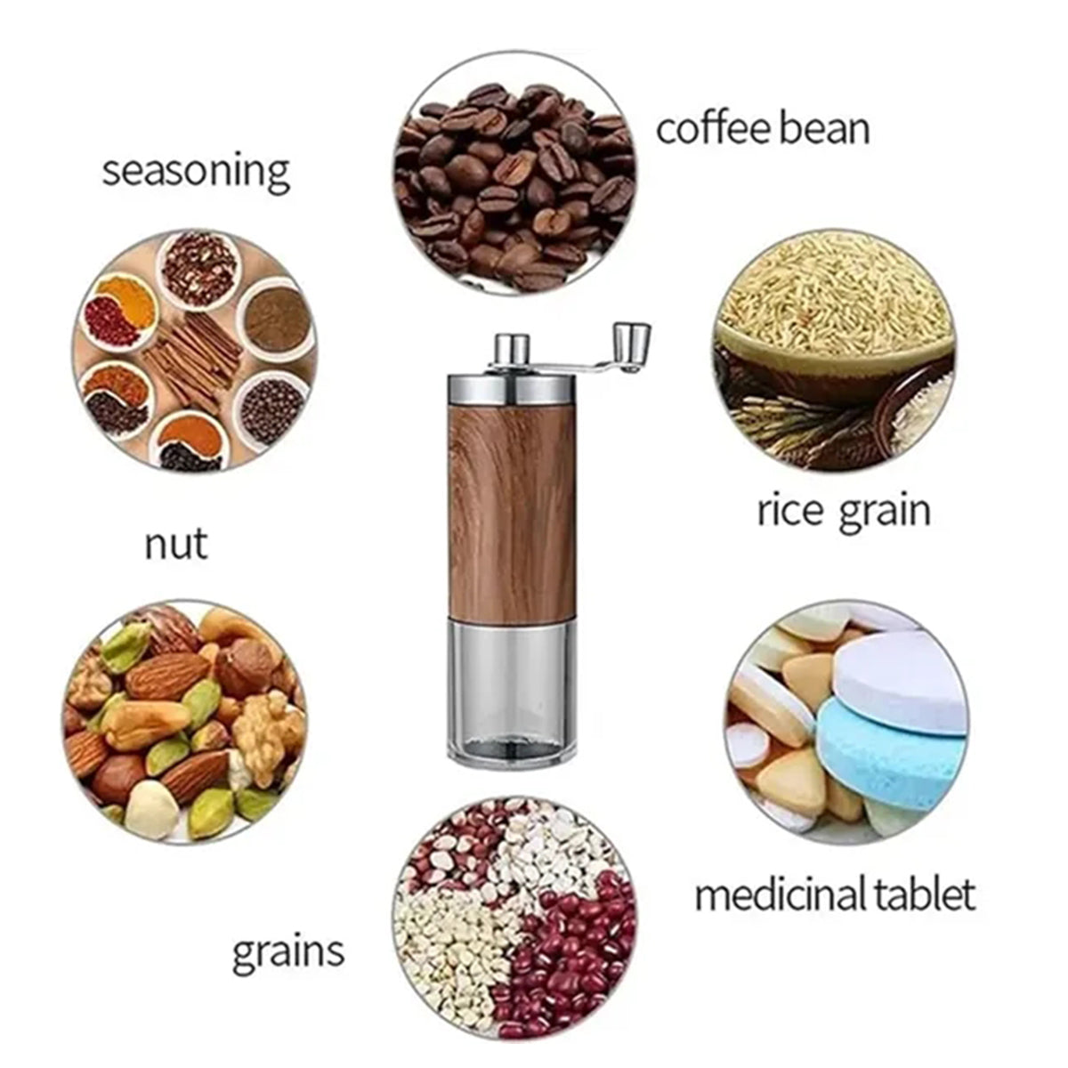 HUPSRC189 Manual Portable Adjustable Easy Clean Mill Coffee Grinders