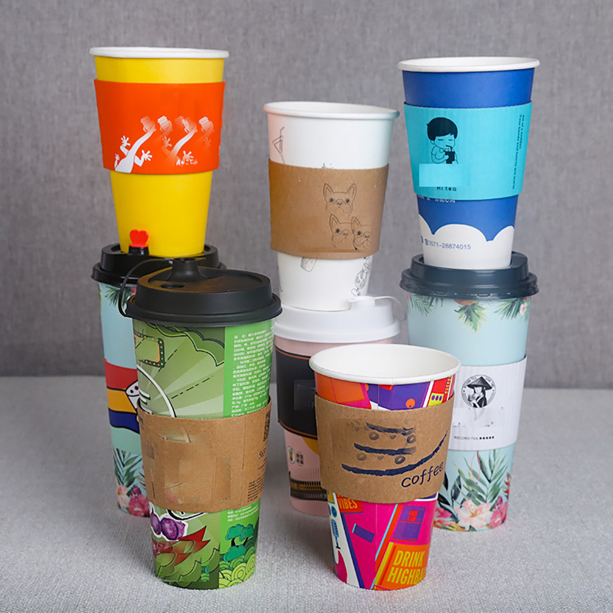 HUPSTL002 Full Color Kraft Coffee Cup Sleeve