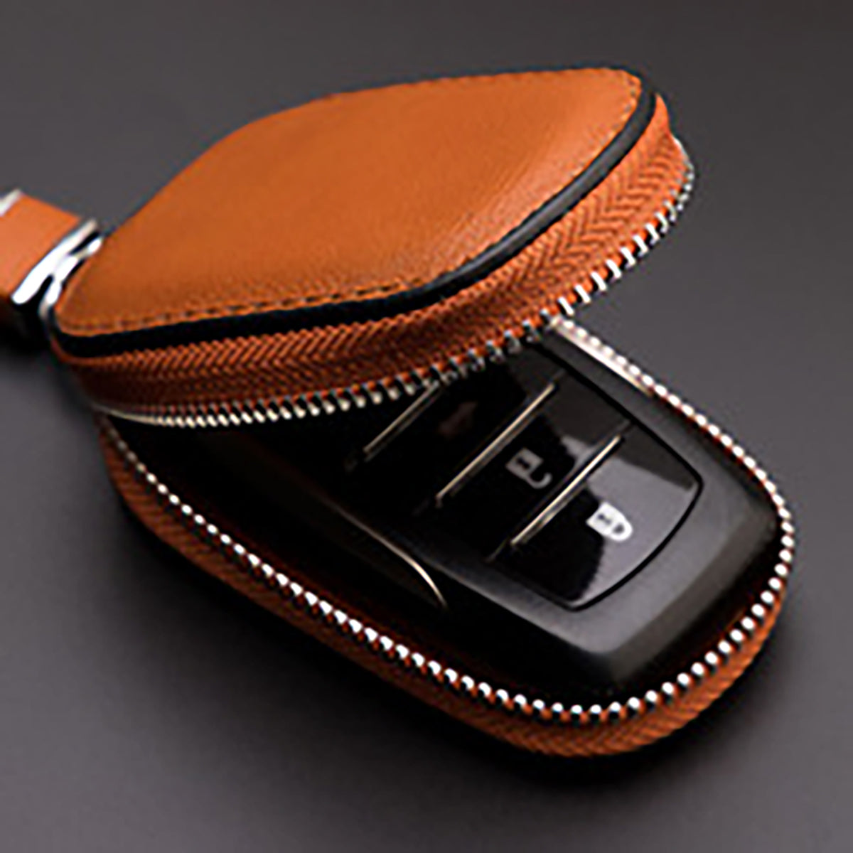HUPSTL010 Leather Car Key Fob Wallet With Keychain