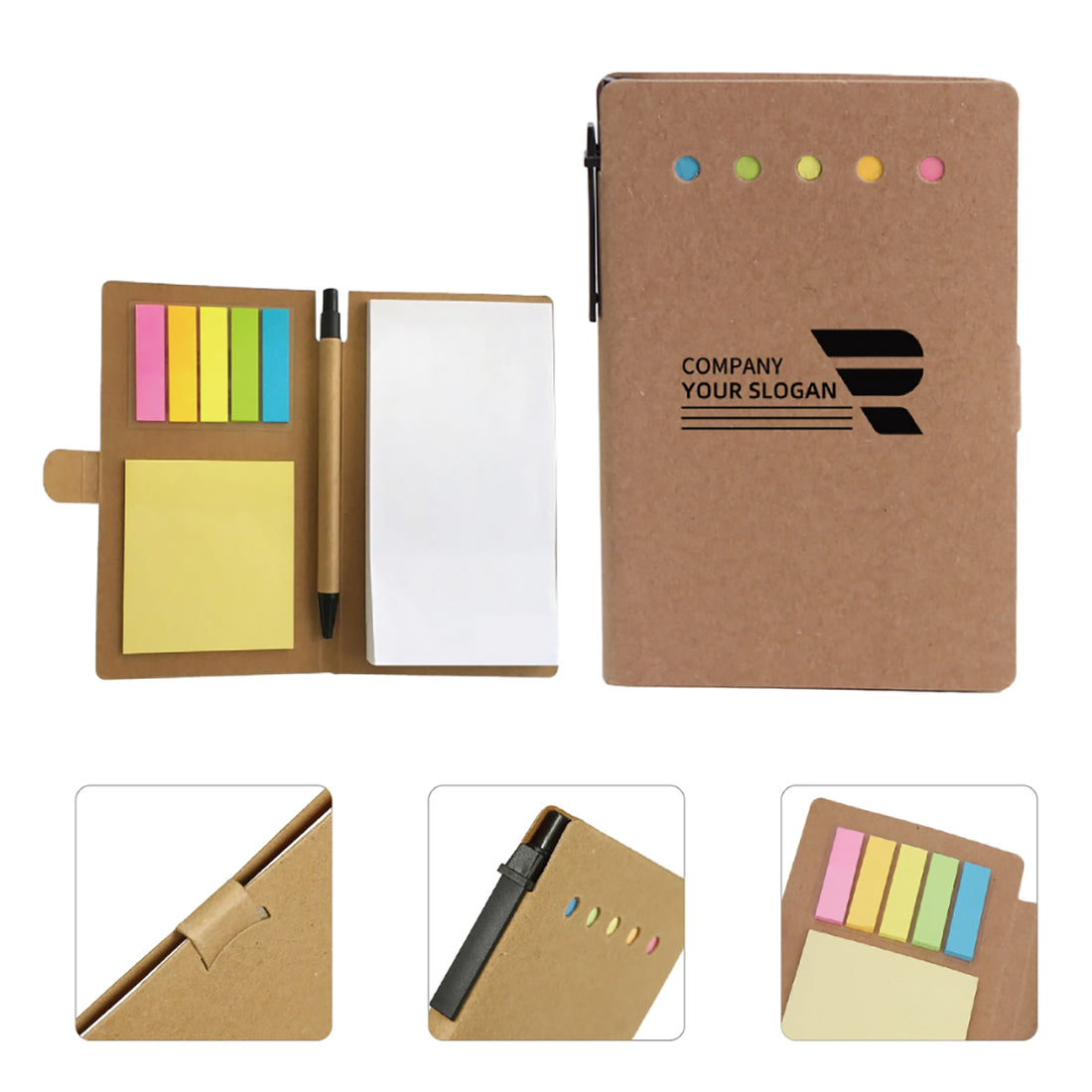 HUPSTL015 Kraft Paper Sticky Notebook With Pen