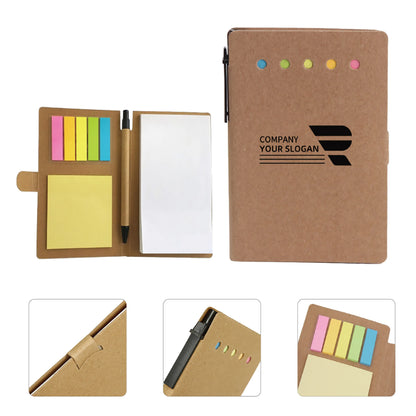 HUPSTL015 Kraft Paper Sticky Notebook With Pen