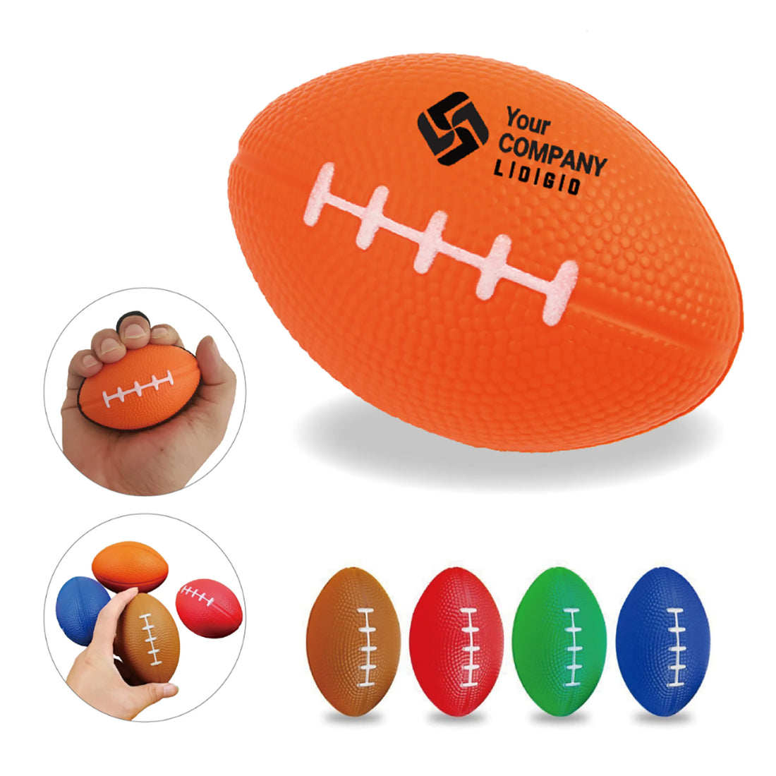 HUPSTL019 Printed Football Foam Stress Reliever Ball