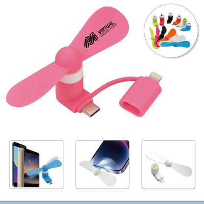 HUPSTL024 USB Cellphone Fan with Two Adapters