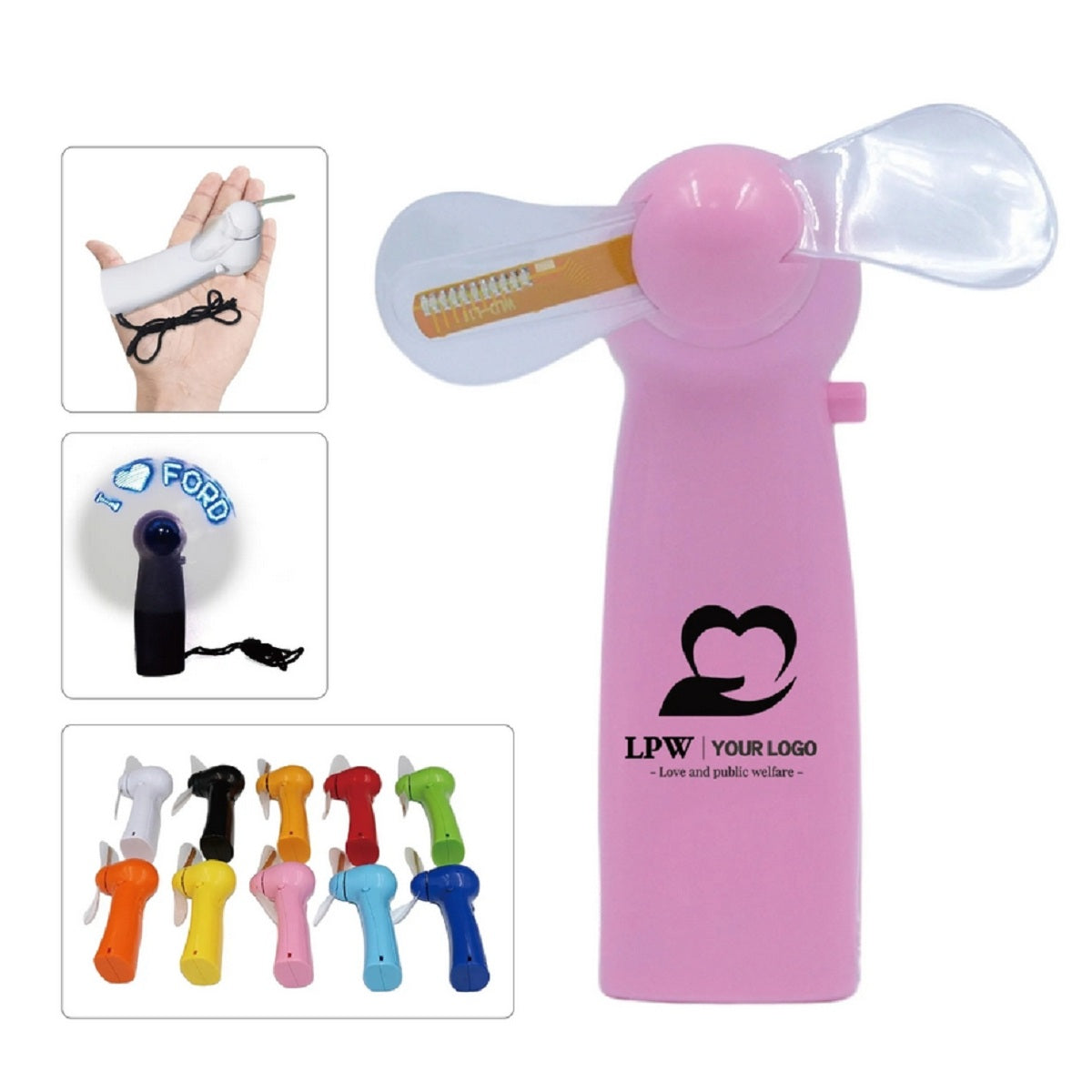 HUPST0L25 Message Editable Mini Flash Led Fan