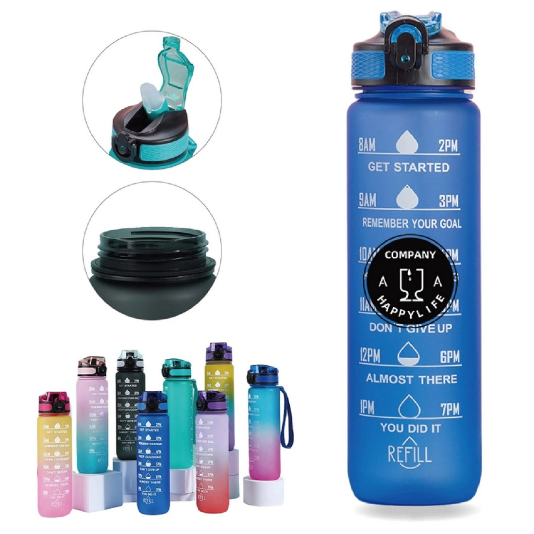 HUPSTL026 32Oz Gradient Color Tritan Water Bottle With Time Stamp