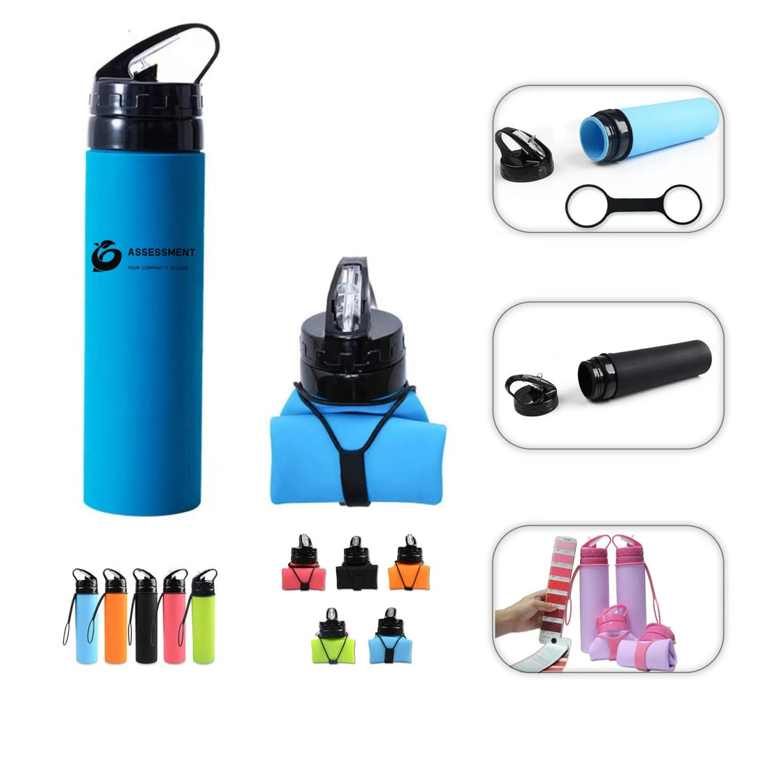 HUPSTL039 20 OZ Collapsible Silicone Water Bottle