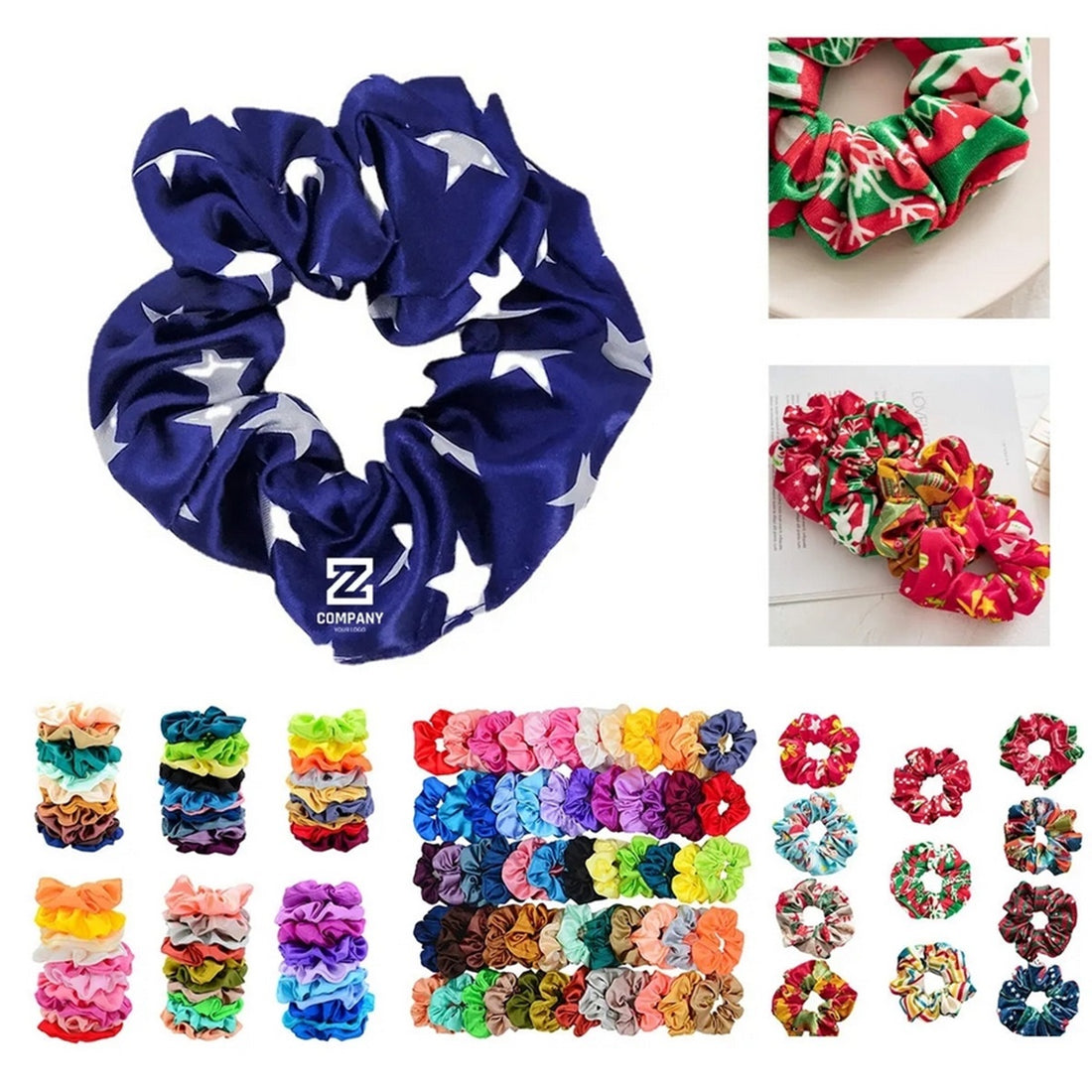 HUPSTL071 Custom Full Color Hair Scrunchies