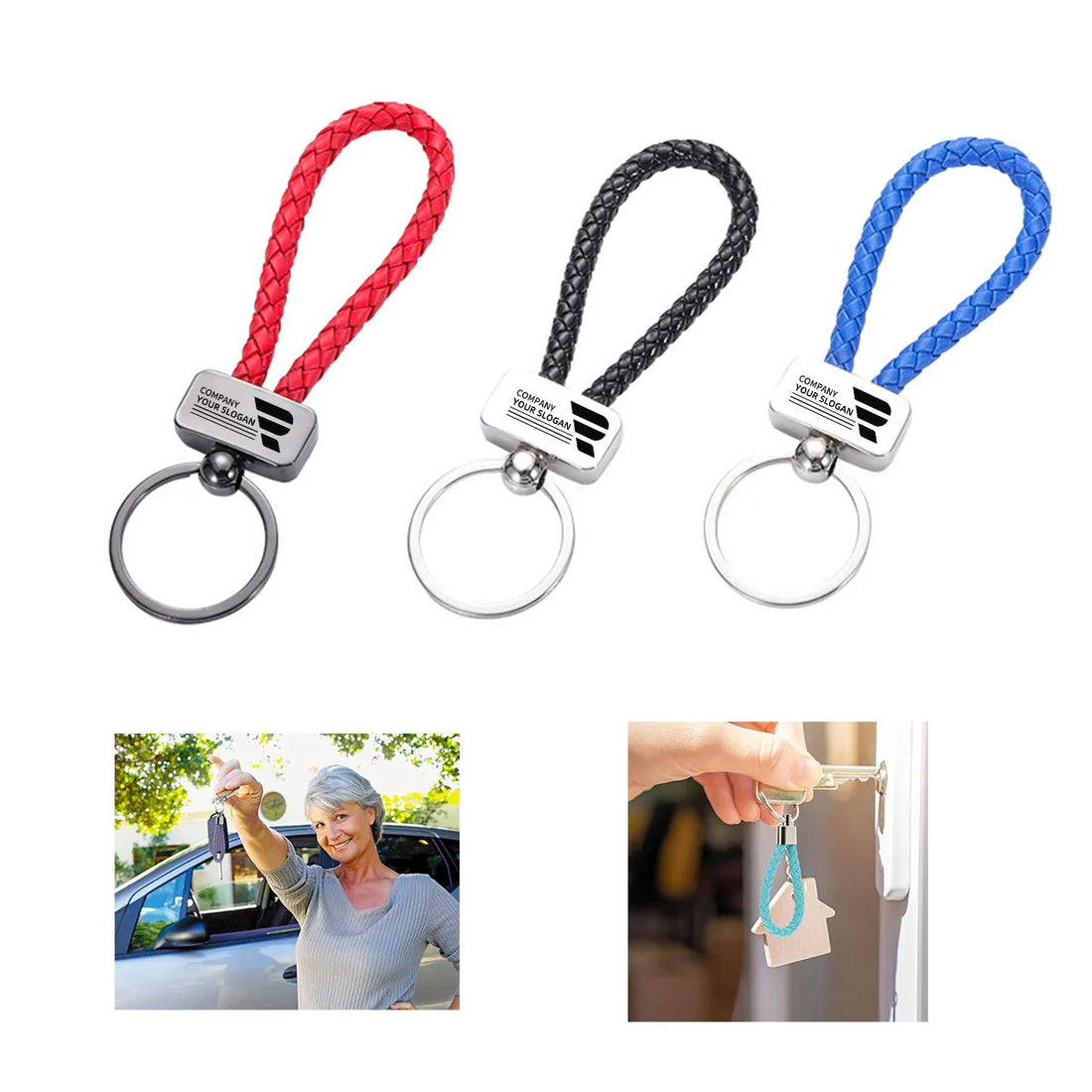 HUPSTL081 Braided PU Leather Keychain