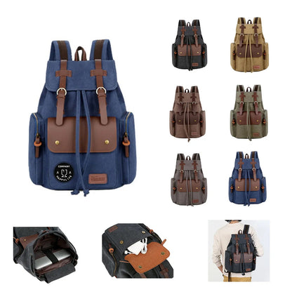 Outdoor Vintage Canvas Leather Backpack | HUPSTL083