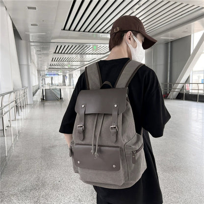 Outdoor Vintage Canvas Leather Backpack | HUPSTL083